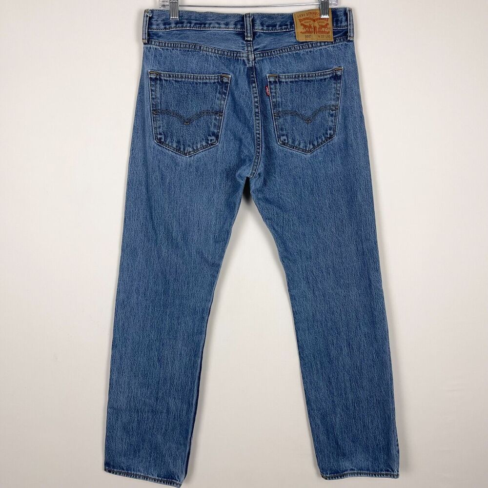 Levis 501 Jeans 32x31* Blue Straight Button Fly American Medium Denim Mens - Picture 2 of 10